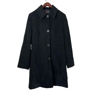 Pendleton Long Pea Style Coat Black Size Womens 10 Polyester Blend Trench